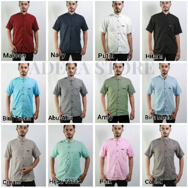 TERMURAHKEMEJA PRIA POLOS KEMEJA KATUN OXFORD HEM PRIA LENGAN PENDEK - KEMEJA POLOS - HEM COWOK