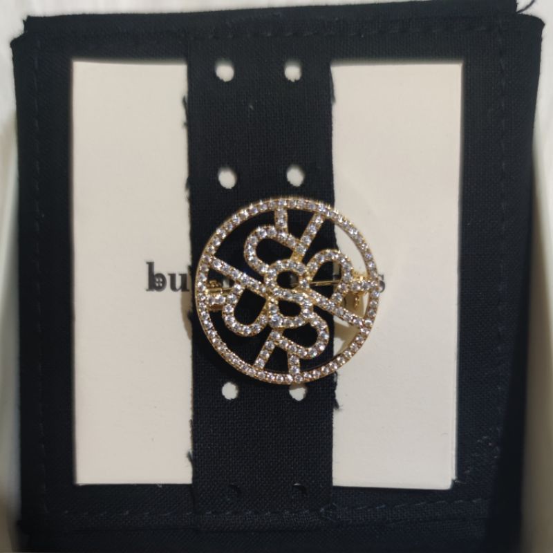 Buttonscarves x RiaMiranda Xanadu Petite Round Crystal Brooch in Gold Original Bros