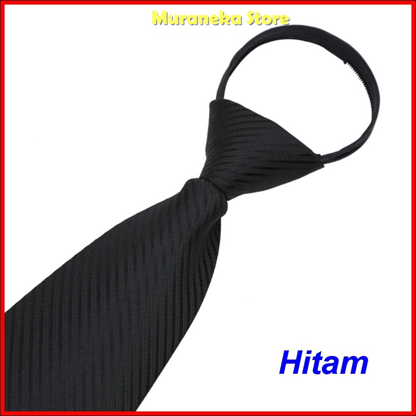 Dasi Pria Instan Resleting Garis Salur Langsung Pakai Jadi Otomatis Hitam Formal Merah Warna Biru tie Necktie Polos Dasi Praktis Remaja Wisuda Seragam Slim Kerja Kantor Resmi Mewah Simple