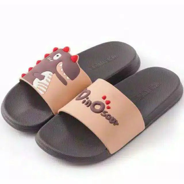 Sandal wanita karet / sandal slop wanita Karakter Dinosaurus