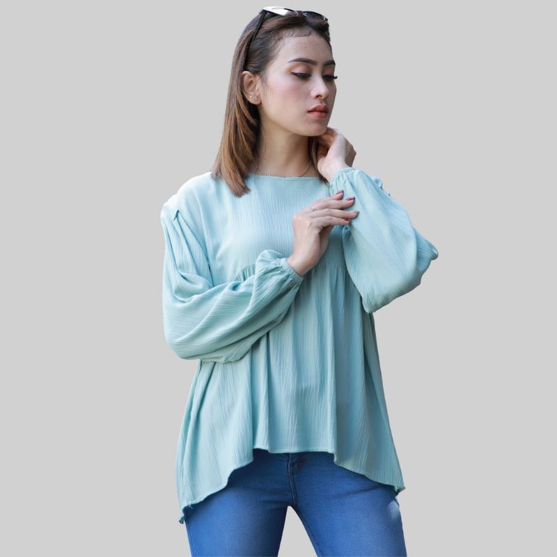 Blouse Lengan Karet Rayon Crinkle