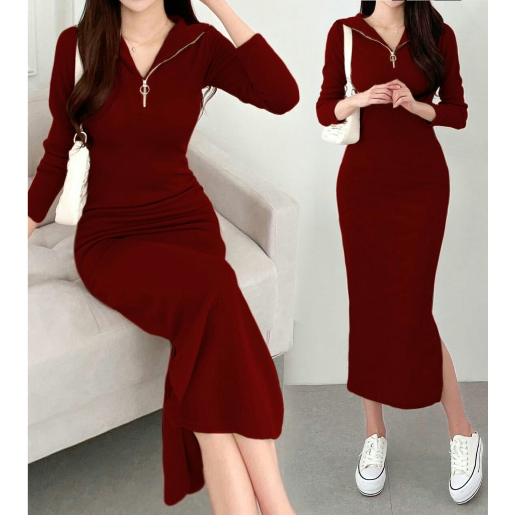 Dress Juwis - Casual Dress Wanita Terbaru - Dress Lengan Panjang Perempuan - Dress Rajut Terbaru