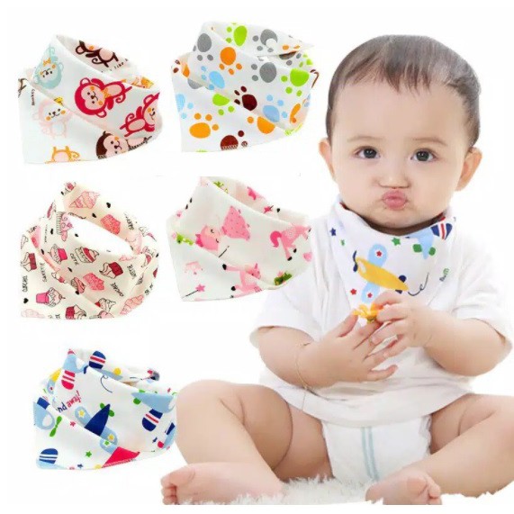 SLABBER ENDRA // BiB // HANDUK AIR LIUR BAYI // BAHAN KATUN SEGITIGA GAMBAR KARTUN