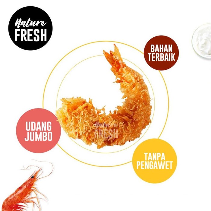 NatureFresh Ebi Furai Udang Beku isi 10 Udang Tempura Jumbo Breaded