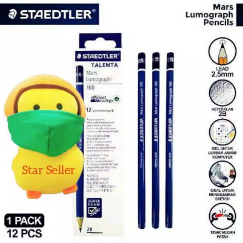 

Pensil 2B Untuk Ujian Merek Staedtler / Pensil Untuk Komputer / Pensil Ujian /