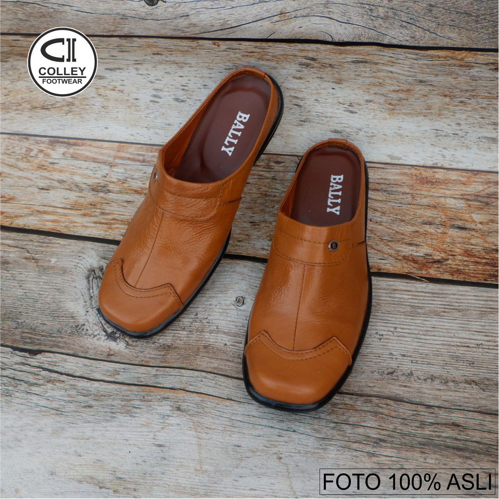 COD - SEPATU BUSTONG PRIA 100% KULIT ASLI / SLOP / CASUAL LEATHER SLOP CLY-BTG.002