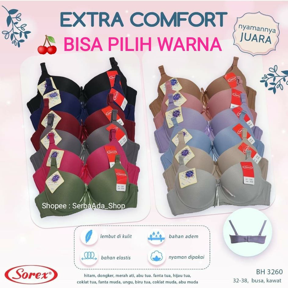 Bra Sorex 3260 Extra Comfort Kawat Busa Size 32-38