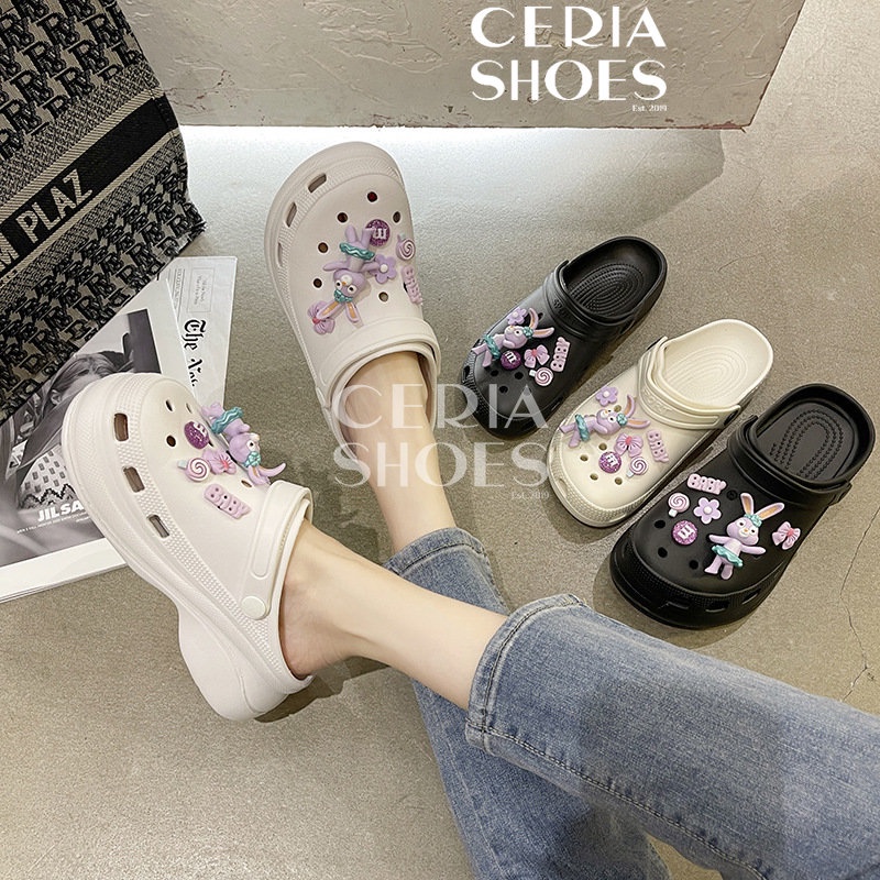 EVA Sandal Slop Wanita Slippers Korean Import Anti Slip Rubber Super Ringan Empuk Bahan Elastis Anti Slip Motif Baby Rabbit