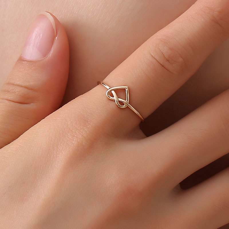 Cincin Model Terbuka Desain Hati hollow Gaya simple Untuk Wanita