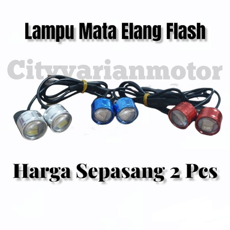 Lampu Mata Elang Flash 3 mode Panoramic Plus Breket Spion Sepasang kiri kanan Lampu LED mata elang 2 mode breket spion mobil motor stop belakang Nmax Aerox PCX Vario new Beat Scoopy Vario New Mio soul GT Beat street