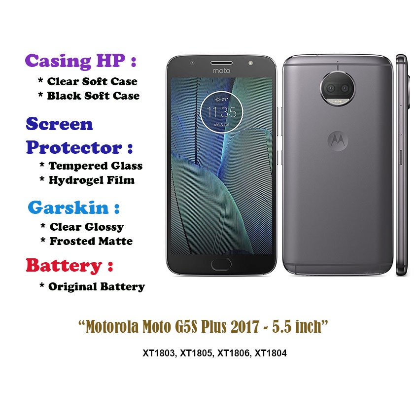 Motorola Moto G5S Plus 2017 - 5.5 inch - Case - Screen Protector - Battery - Dll