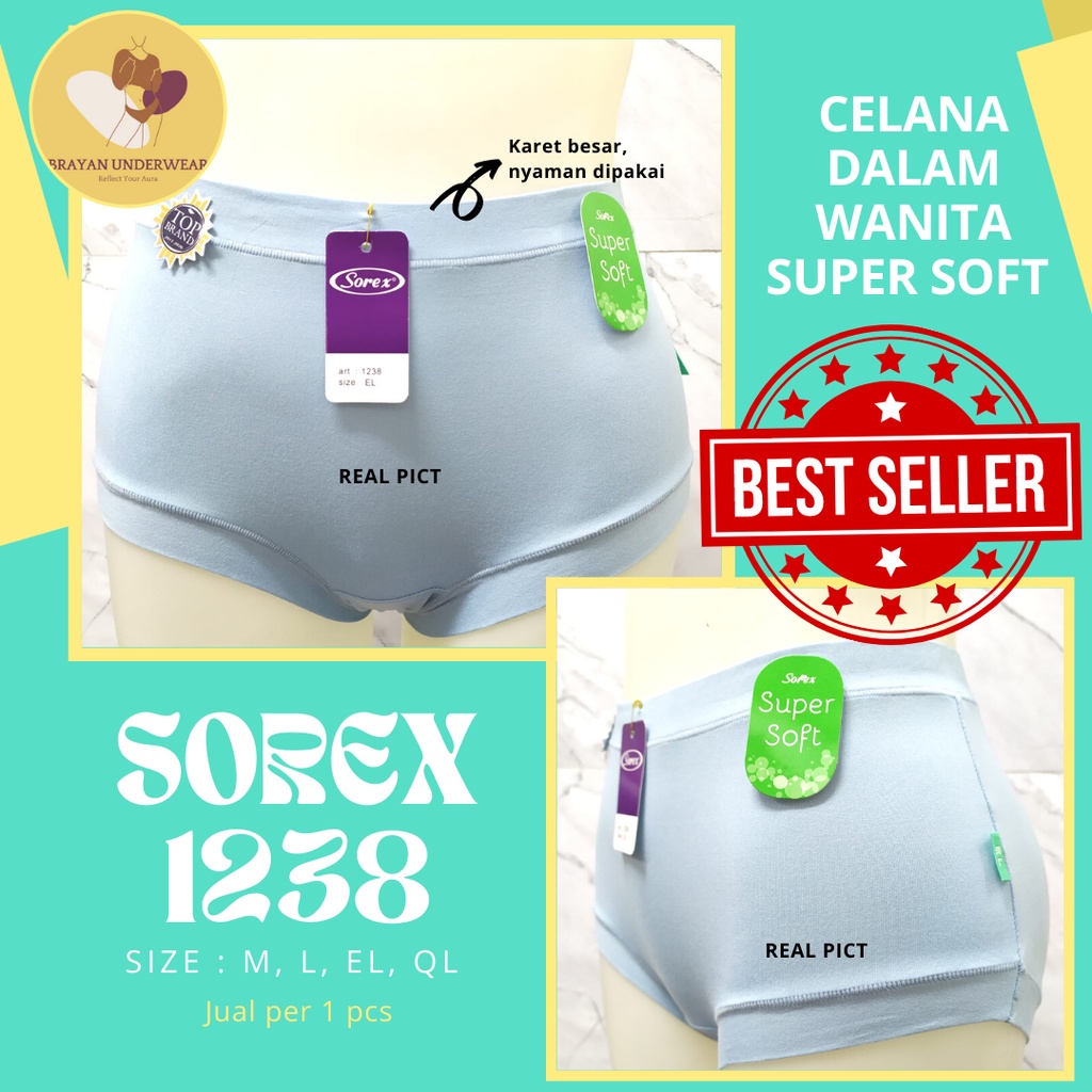 [ 1PCS ] CD SOREX Super Soft art [ 1238 ] Uk M.L.EL.QL - Celana Dalam Wanita Dewasa Nyaman Terlaris.