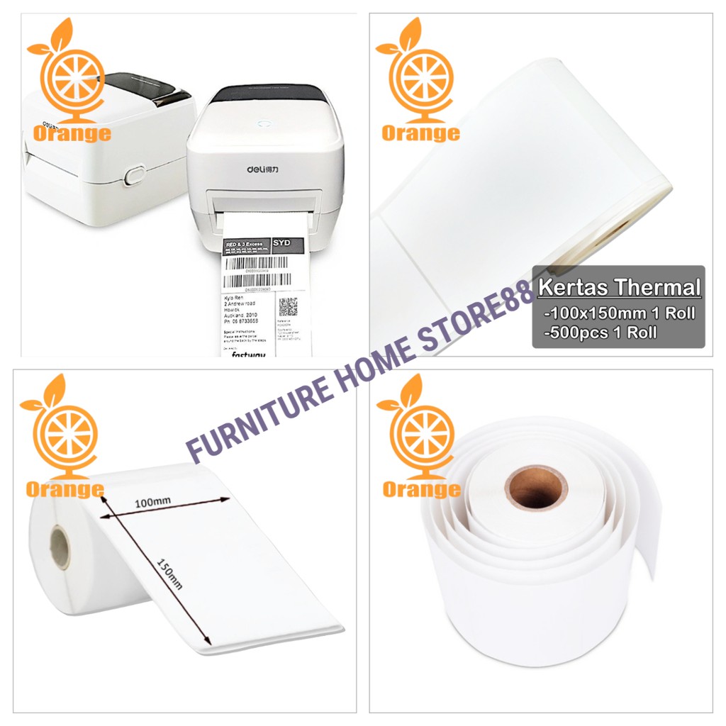 Thermal Printer Thermal paper 100mm x 150mm Label Sticker Bare