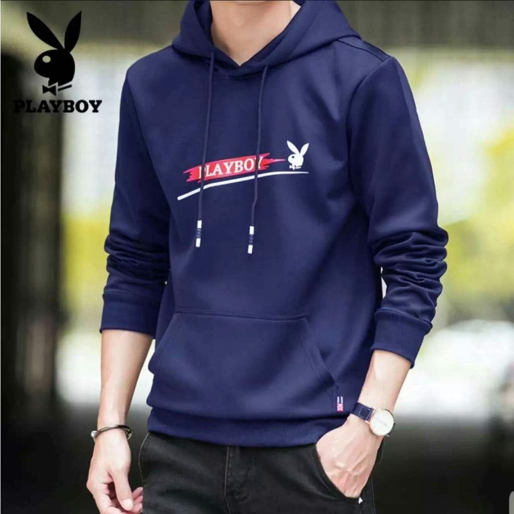 Lilipop.id  Sweater Pria Playboy Hoodie Jumper Basic Polos