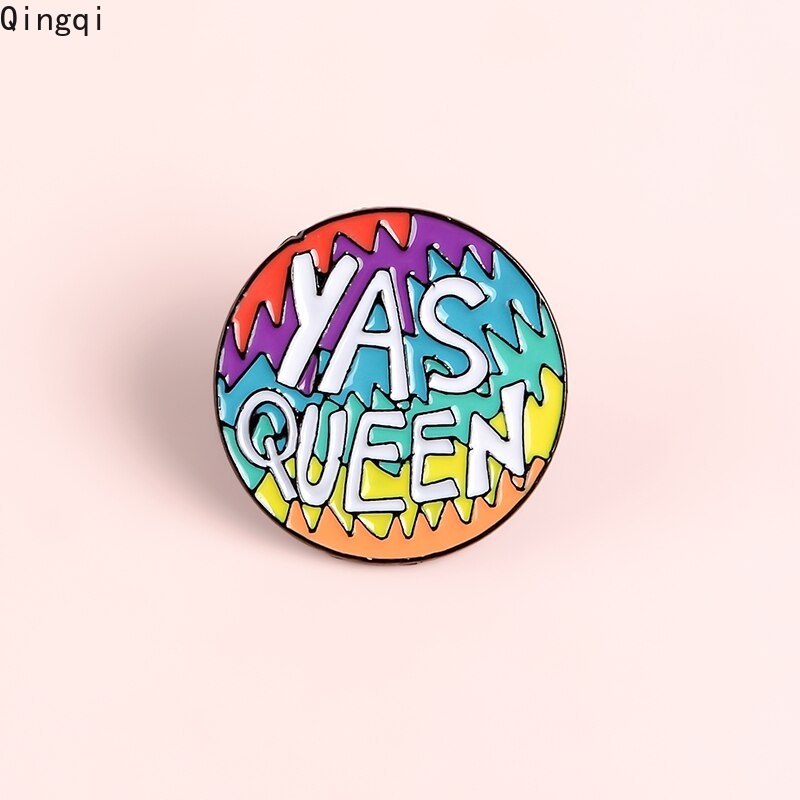 Bros Pin Enamel Desain Kutipan Yas Queen Warna Pelangi Untuk Hadiah