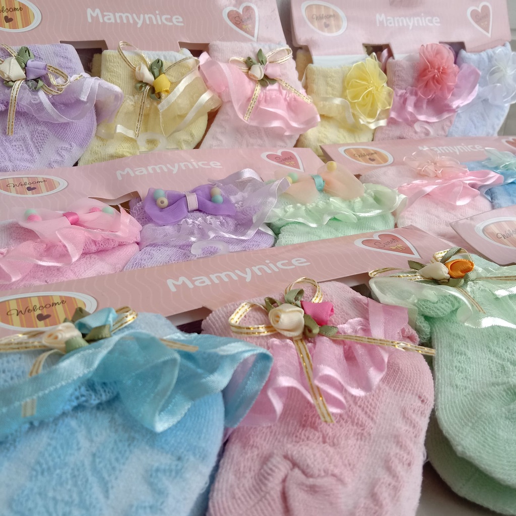 TOKO KL | kaos kaki bayi renda SNI isi 3 pasang kaos kaki anak bayi perempuan import