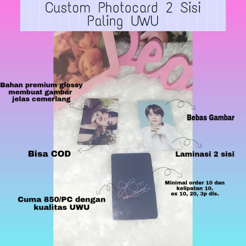 PHOTOCARD CUSTOM 2 SISI TER UWU (BTS BLACKPINK KPOP APAPUN ITU) - i.efel -