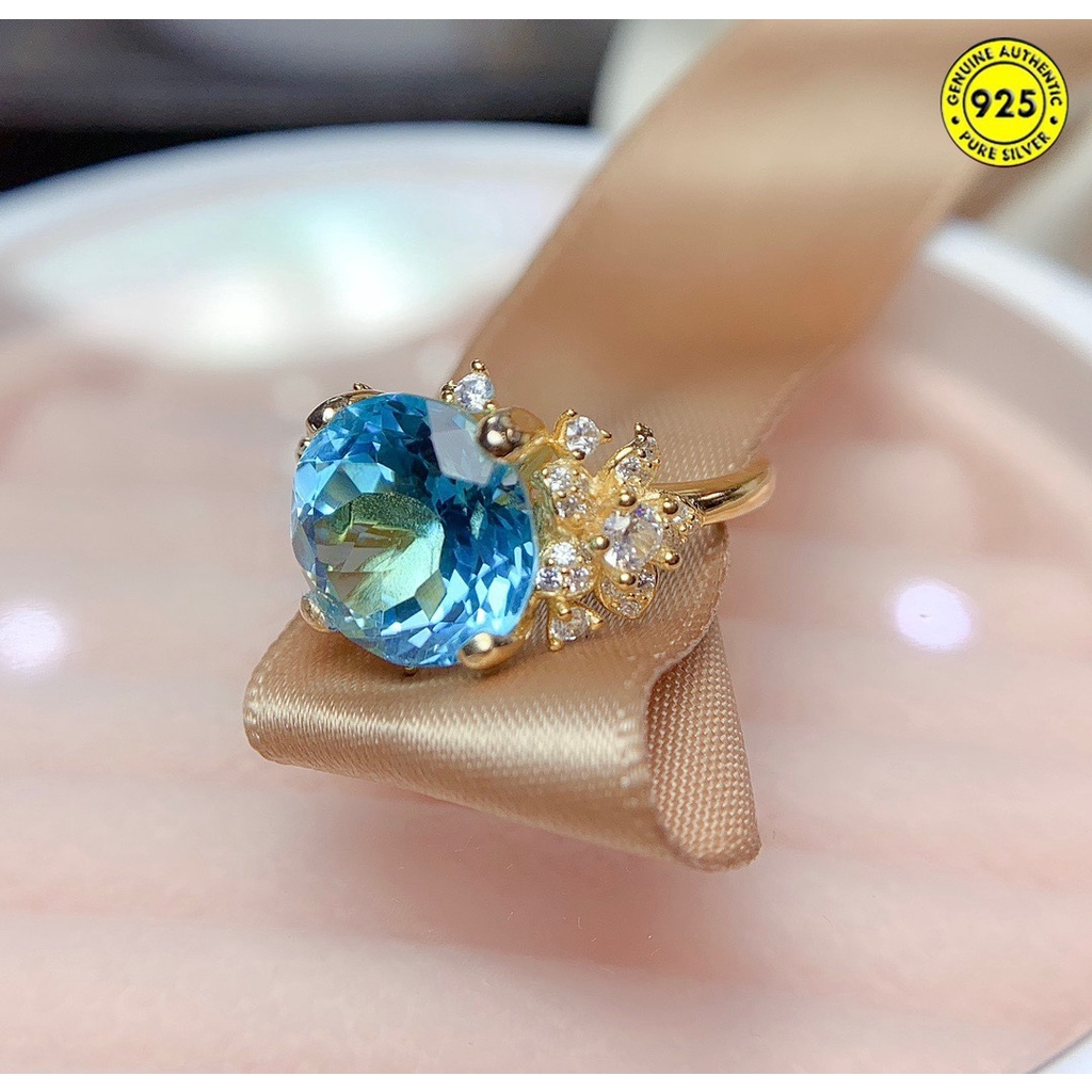 Cincin Batu Permata Sapphire Biru Langit Model Terbuka