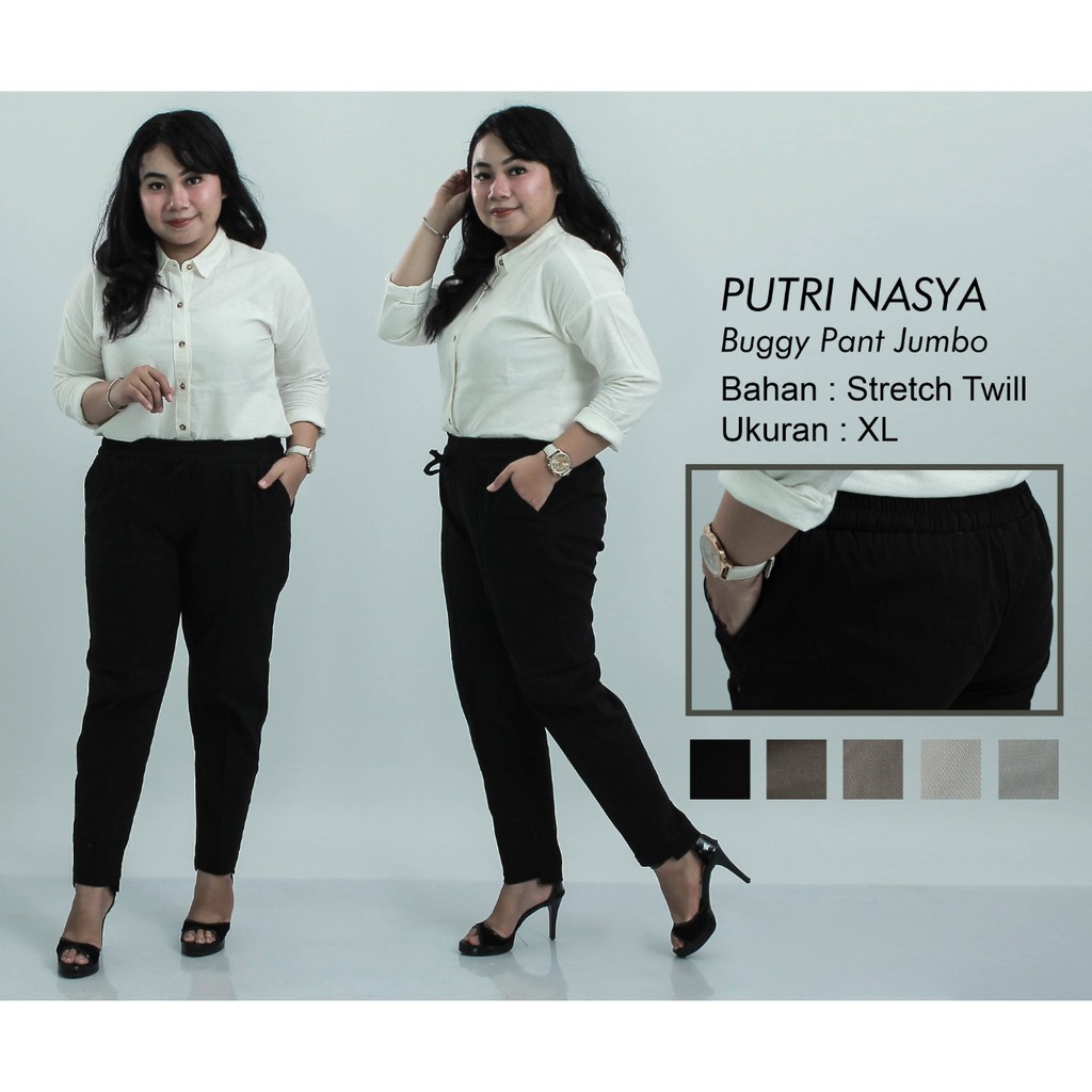 Putri Nasya - Celana Big Size Panjang Ukuran 8L,6L,5L,4L,2L,XL, All Size Warna Moca Capucino Hitam Abu Tua Muda Cream
