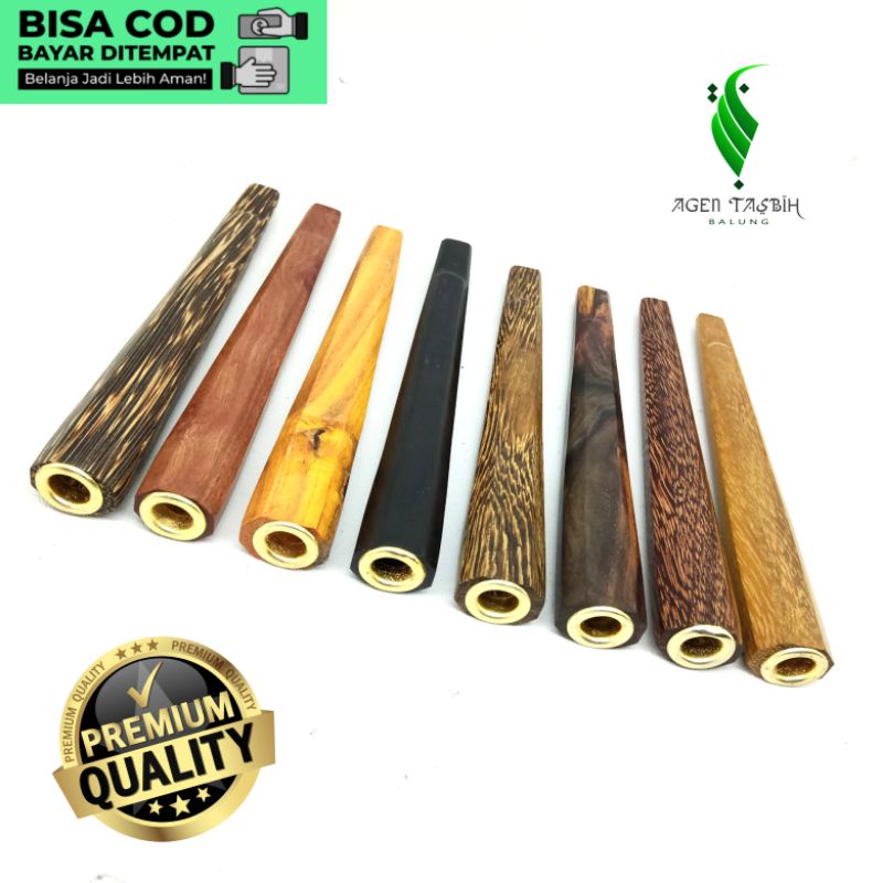 Once Pipa Kayu Langka Bertuah Nusantara Varian 13 Kayu Motif Segi 8 Panjang 12cm