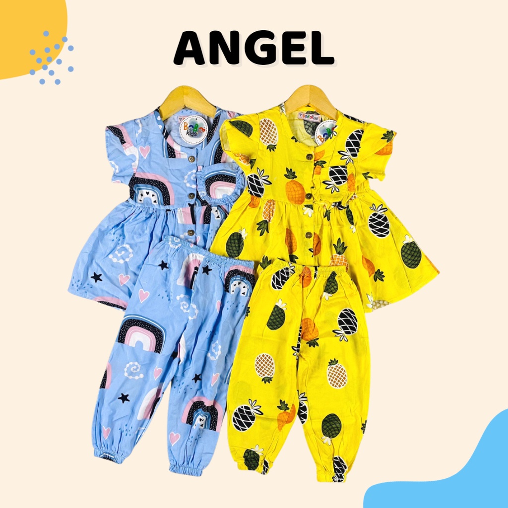 1 - 4TH SETELAN ANAK PEREMPUAN ANGEL ONE SET ANAK RAYON by Bobo Kids