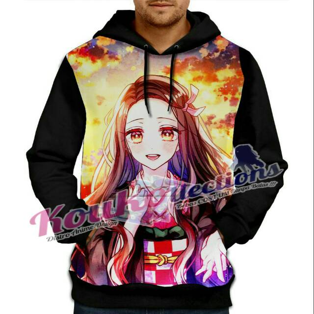 Jaket Anime 3D KIMETSU NO YAIBA NEZUKO KAMADO FULL PRINT pakaian pria dan wanita ,BAJU ANIME