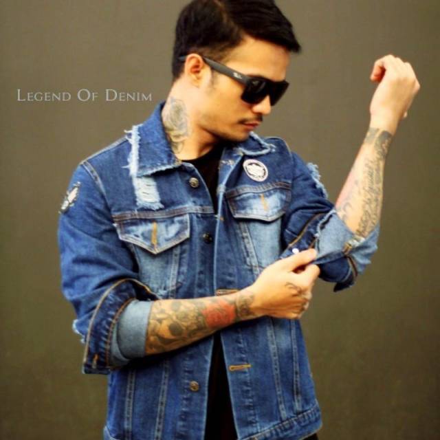 Jaket Jeans Ripped Bordir Legend of Denim