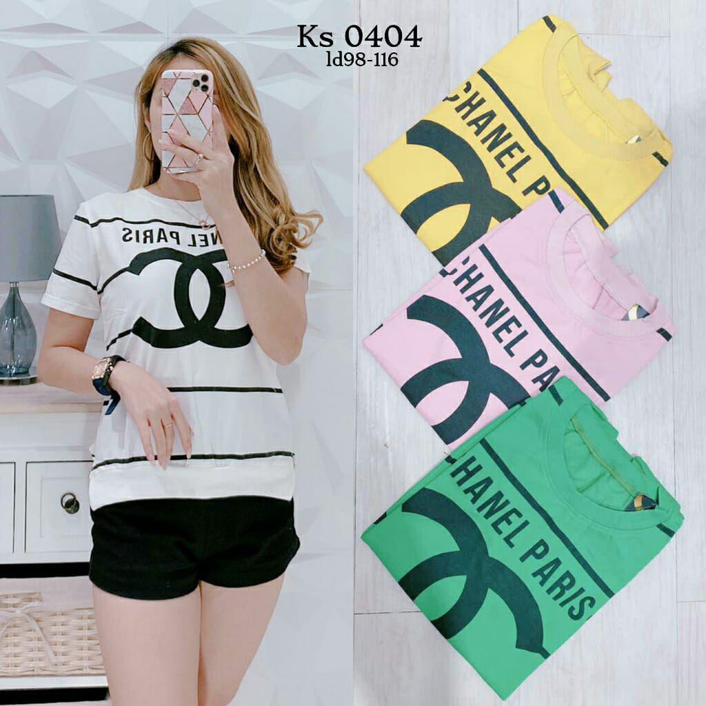 Chanel Kaos Baju Atasan Wanita Bahan Kaos Import - KS0404