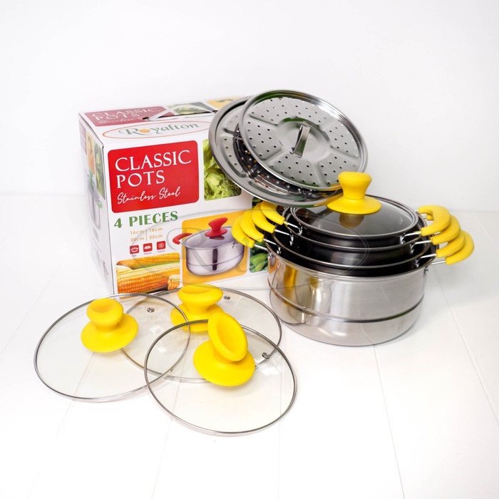 Classic Pot - Panci Set Steamer Stainless Steel / Panci Bahenol - Kuning