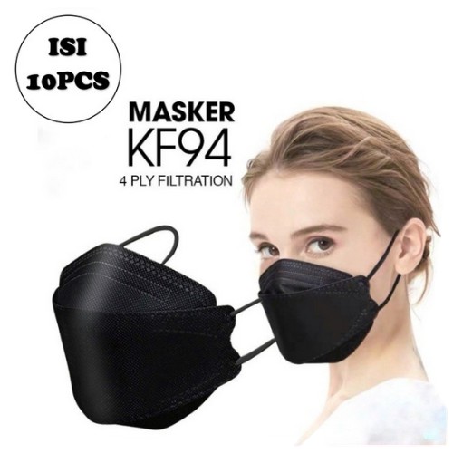 [10PCS] MASKER KF94 4PLY KOREA SENSI ANAK HIJAB MEDIS WARNA MOUSON KAIN HITAM PUTIH