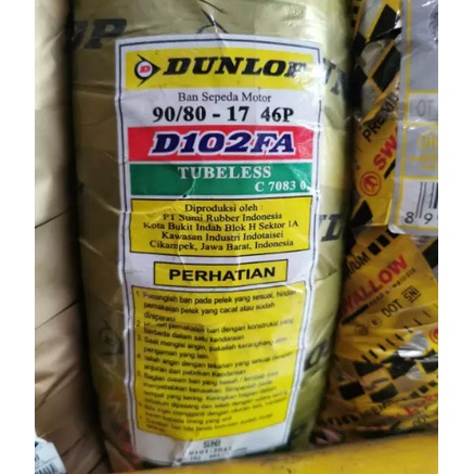BAN DUNLOP 90/80-17 46P D102FA - TUBELESS