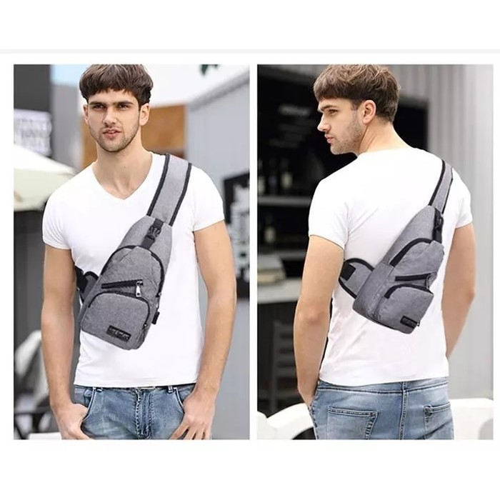 B295 Smart Backpack / Tas Pria Selempang USB Port Charger