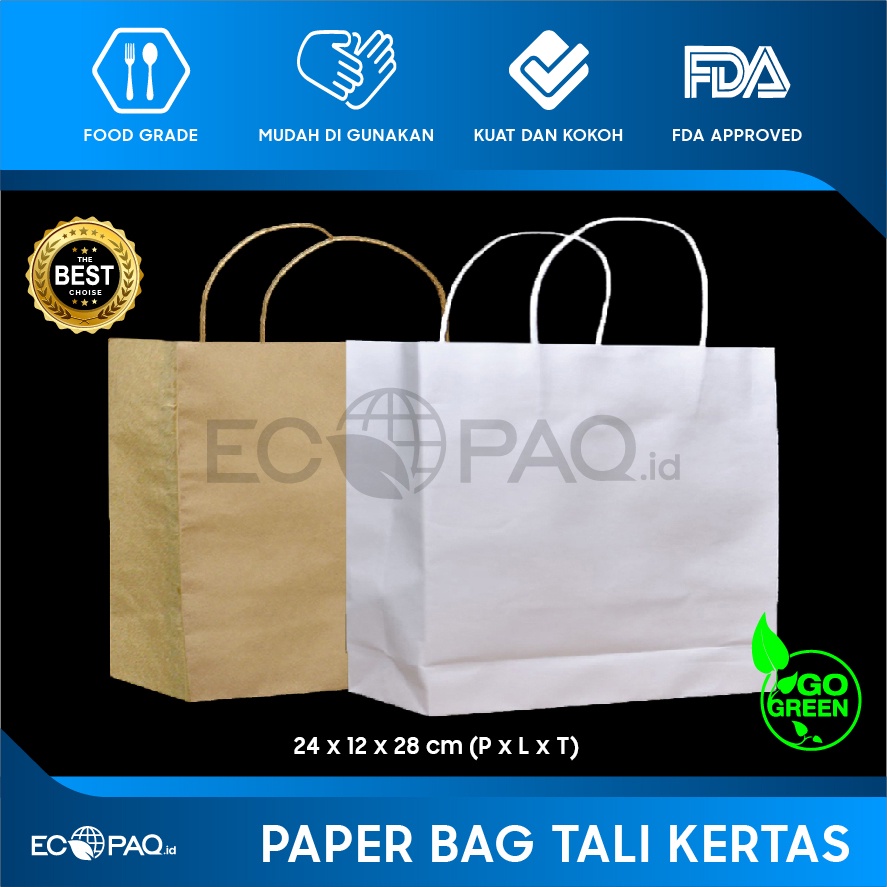 

Paper Bag Kue - Paper Bag Aksesoris - Paperbag Polos - PUTIH- 24x12x28 cm