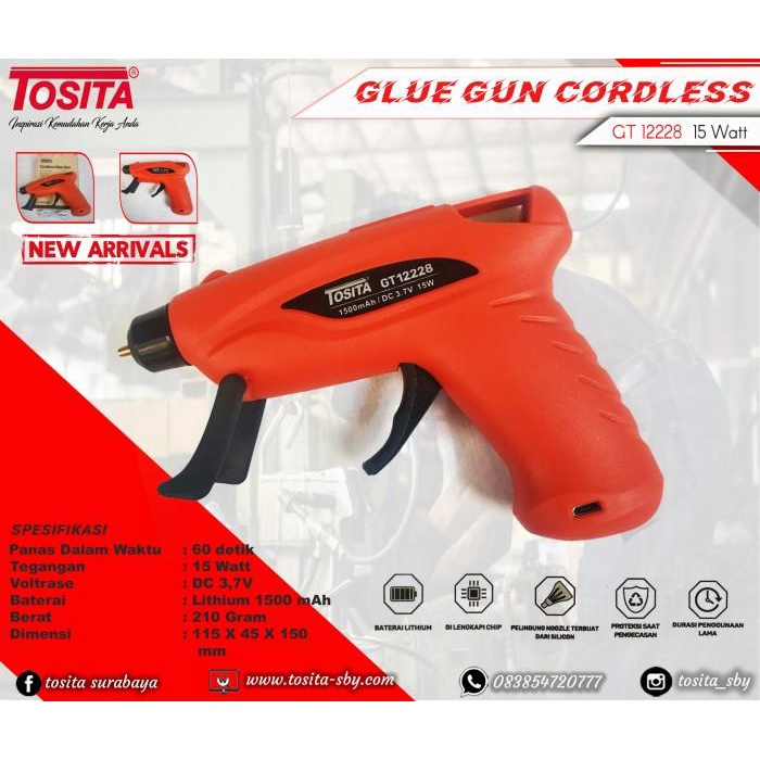 

Glue Gun Cordless 15 Watt, Tosita Gt-12228 005