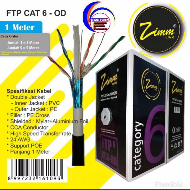 Kabel LAN STP FTP Cat 6 Outdoor CCA Double Jacket 305 M