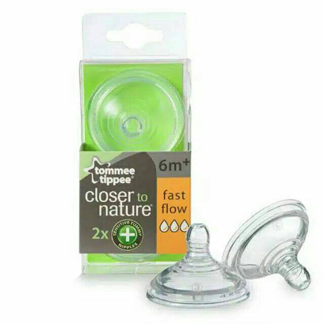 Nipple closer to nature tommee tippee/ dot botol susu baby 6+ isi 2