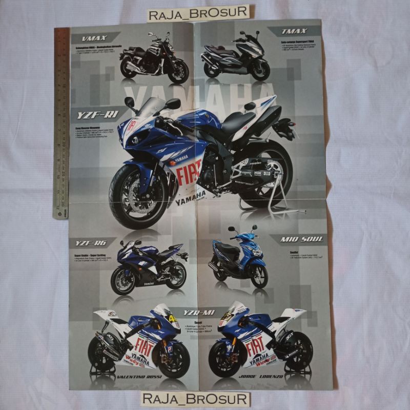 Poster brosur Yamaha Indonesia International Motor Show line up YZF-R1. YZR-M1. YZF-R6. VMAX. TMAX. 