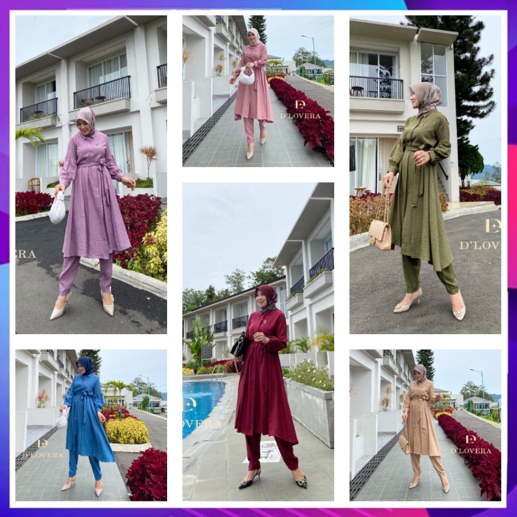 Arumi Set (Tunik + Celana) Original By D'lovera Setelan Wanita Stelan Cewek Setcel Cewe One Set Paka