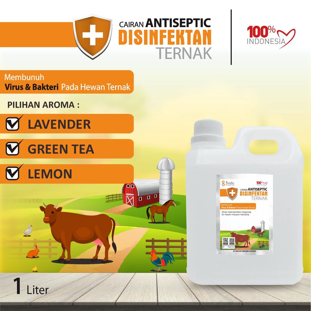 Disinfektan Premium Ternak Kandang Sapi, Kambing, Ayam Alami Efektif Kemasan 1 Liter Jerigen