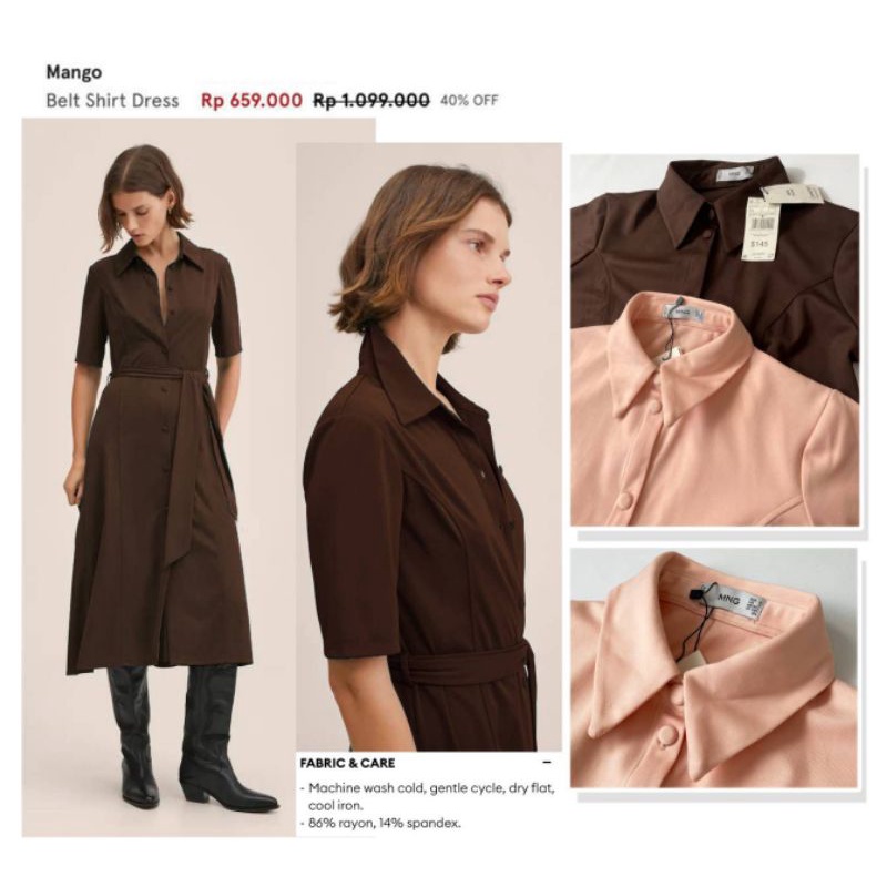 Mng belted shirt dress