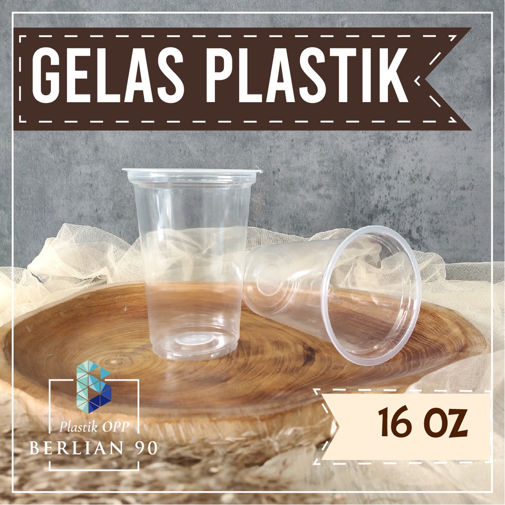 Gelas Plastik 16 Oz Kemasan Gelas Plastik Besar Cup Minuman Gelas Plastik Bening Cup Gelas