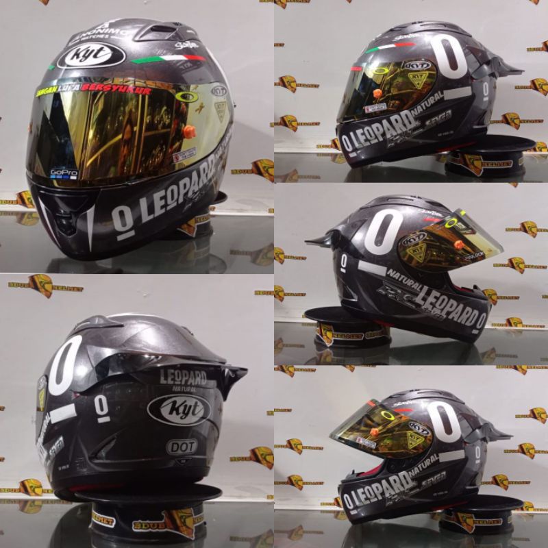 KYT HELM RC7 SOLID LEOPARD GUNMETAL FULL PAKET GANTENGN ONGKIR TERMURA 2KG