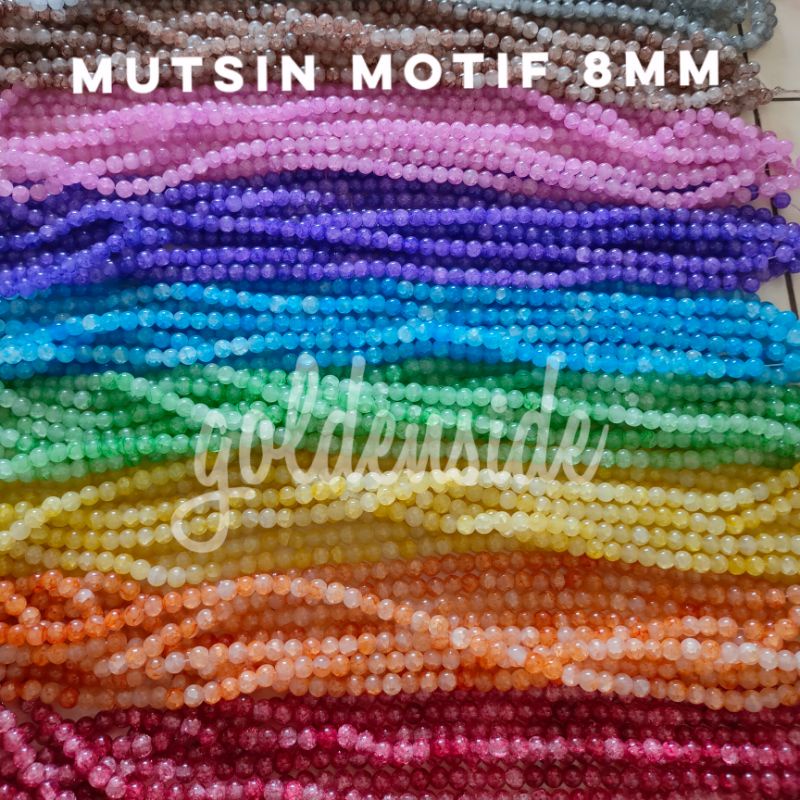 Mutsin 8mm motif retak / Batu retak 8mm per string