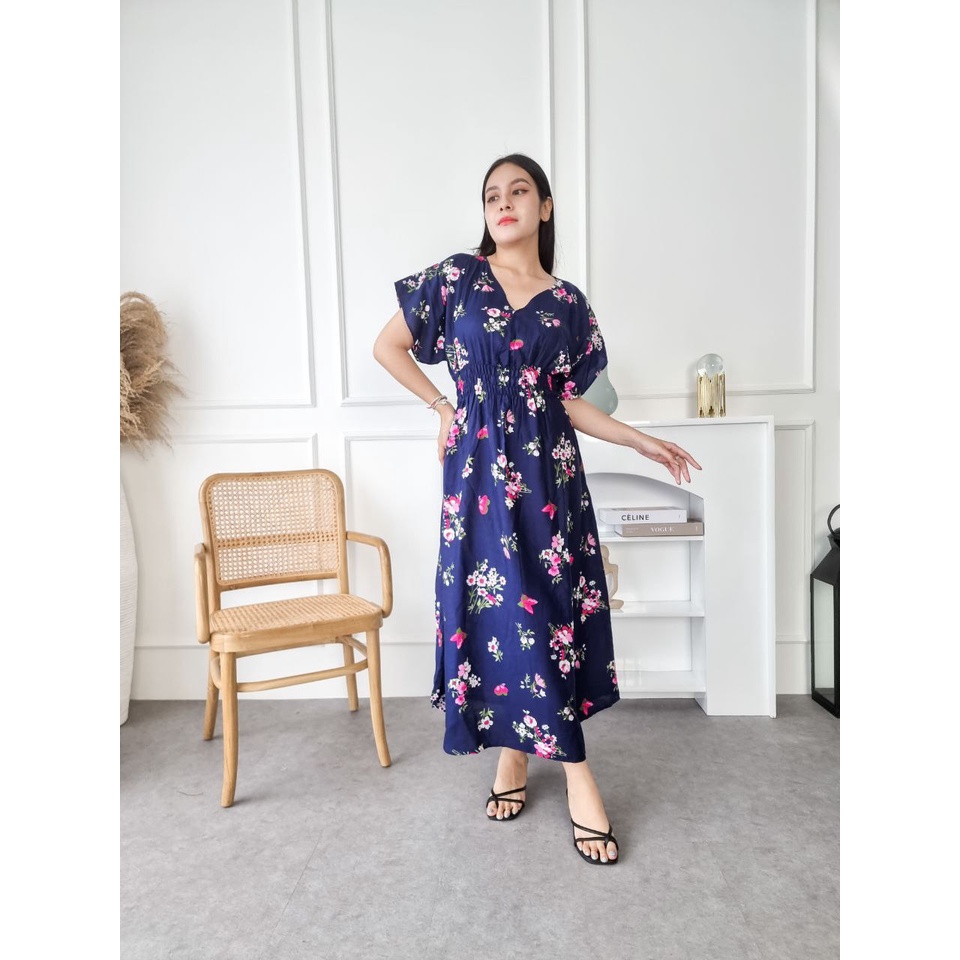 Daster Putri Bali [DPB] Dress Daster Kezia Panjang Motif Farfalla Bunga Bisa COD