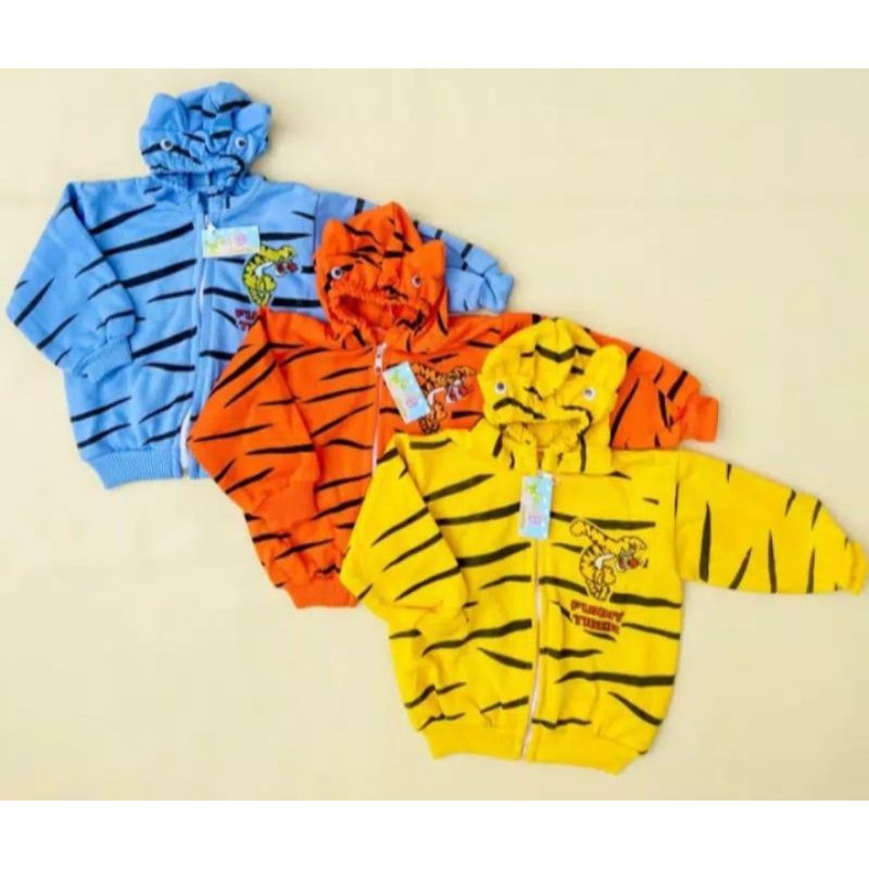 HBcollection - jaket bayi topi kerut motif baby tiger