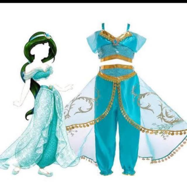 Kostum Princess Jasmine Disney Alladin Baju Pesta Dress Kado Anak