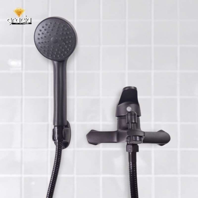 Kran Bathub Mixer Black / Keran air panas dingin shower bathub kamar mandi hitam