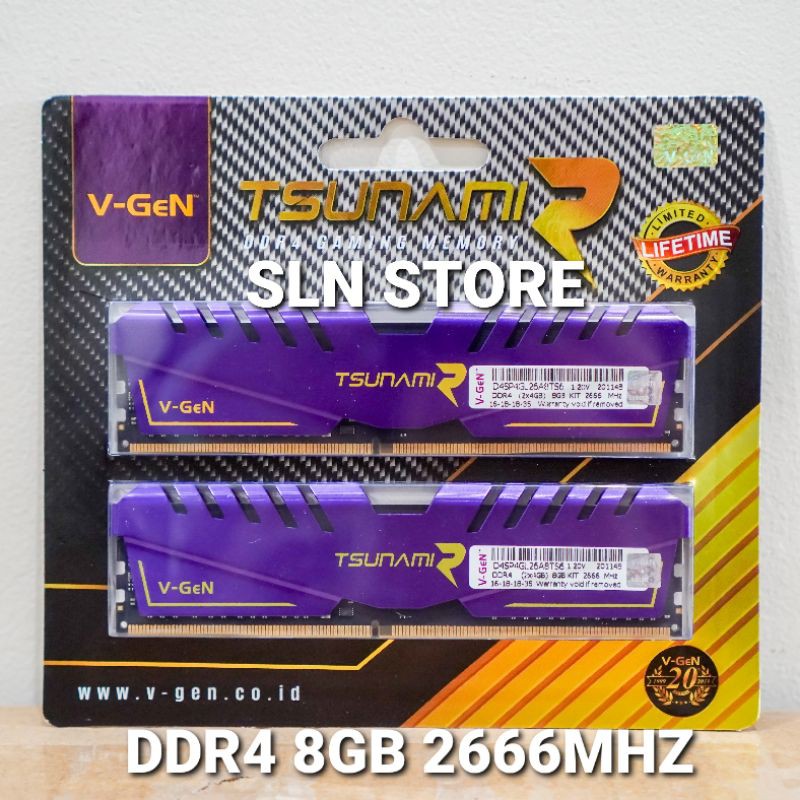 DDR4 8GB KIT (2×4GB) V-GeN TSUNAMI R RAM GAMING VGEN 2666 3000 3200 MHZ