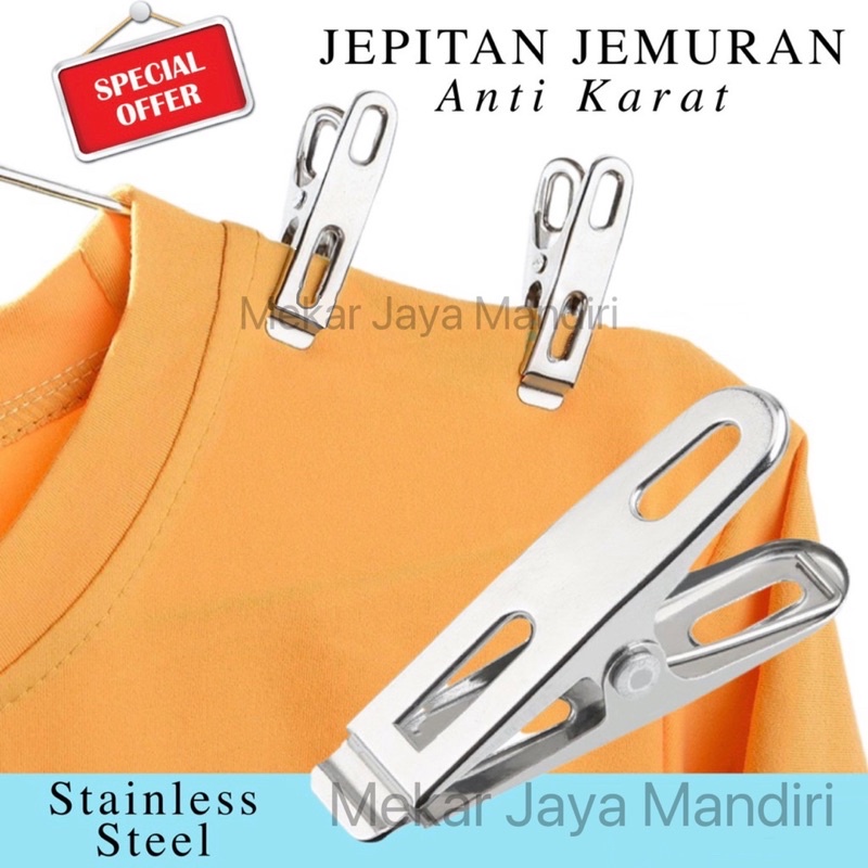 JEPITAN JEMURAN STAINLESS / JEPITAN BAJU PAKAIAN / PENJEPIT JEMURAN BAJU LAUNDRY DRY CLIPS STAINLESS