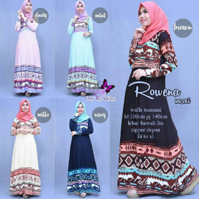 Rowena Maxi, Maxi dress, dress muslim, gaun muslim, gamis, dress kondangan, dress motof, motif batik